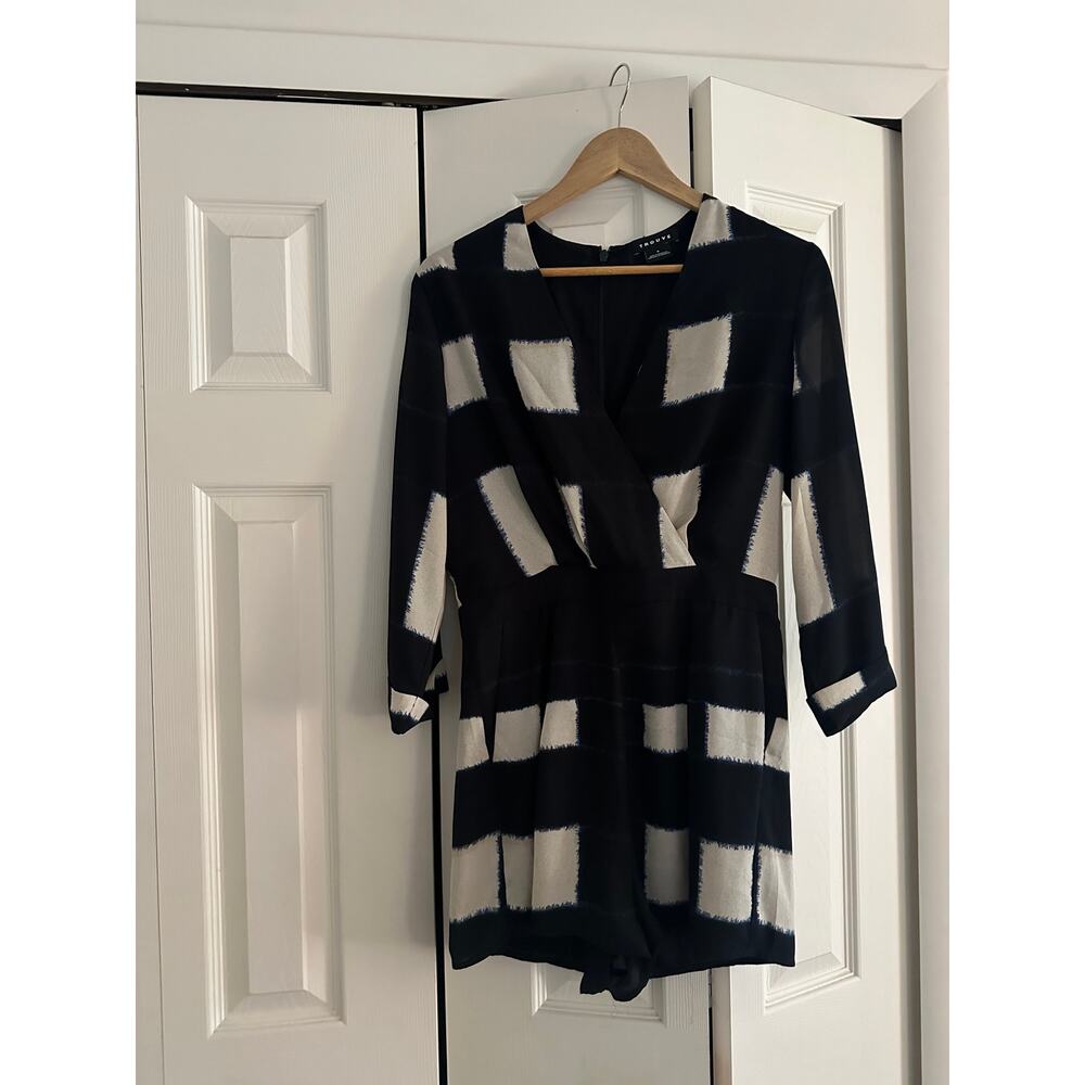 Nordstrom Trouve 6 Checkered Long-Sleeved Romper